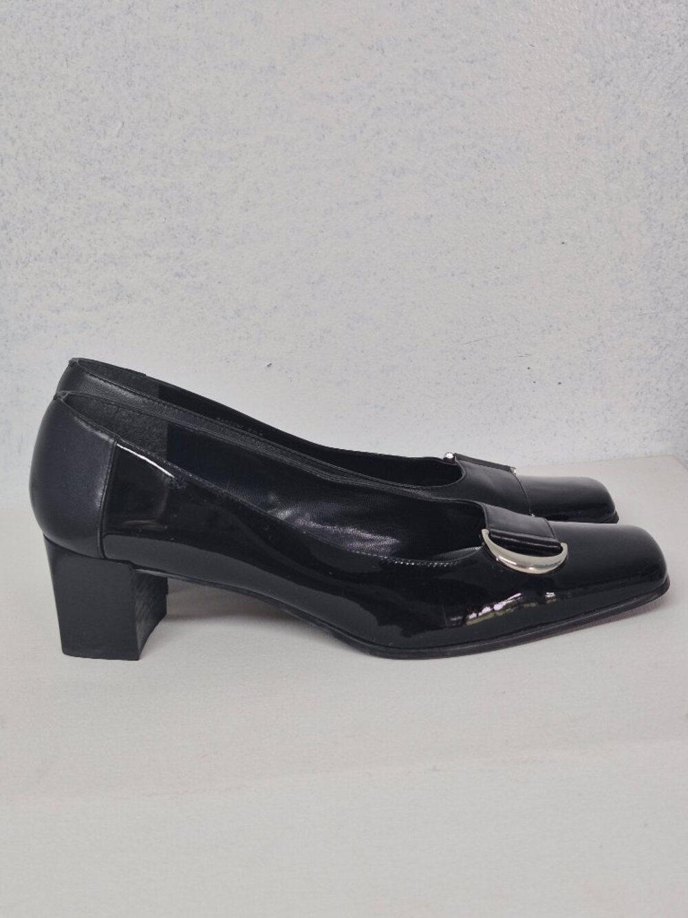 ETIENNE AIGNER Manzoni Womens Size 8.5M Black Leather Patent Heel MADE IN BRAZIL